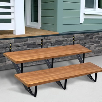 Steel Stair Riser 2 Step, 19.5" H Metal Stair Stringers for Deck - size: 2 Step