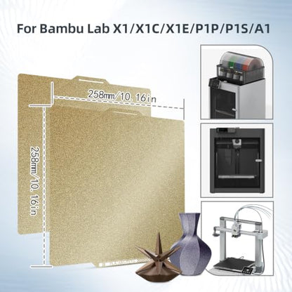 Dual-Sided Textured PEI Plate with QR Code for Bambu Lab A1/P1S/P1P/X1/X1C/X1E,256x256mm, with Identification Code Build Palte PLA PETG ABS Spring Steel Plate for Bambu Lab 3D Printer - color: Double Sided PEI with QR Code