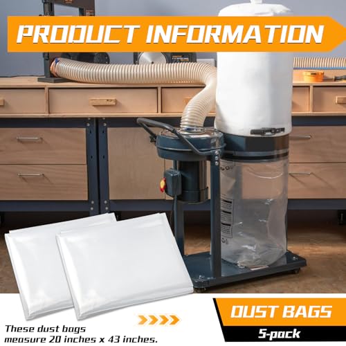 70002 Clear Plastic Dust Collection Bags, 20-Inch x 43-Inch, 5 PCS - style: 5PCS