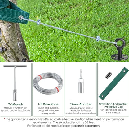 Garden Stakes 18" Heavy Duty Tree Stakes Ground Anchors with Straps & Steel Cable - Screw in Spiral Earth Anchors for Plant Support, Shed, Trampoline, Swing Set - Secure Against High Winds (6) - size: 6×18in(with10 clips)