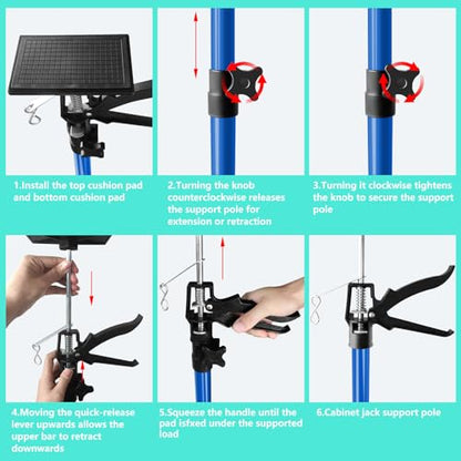 Cabinet Jack for Installing Cabinet & Drywall, Adjustable 3rd Hand Support Pole 45-114 inch, Steel Lift Jack Supports 154 lbs, 2 Pack with Bag (Dodger Blue) - color: Dodger Blue