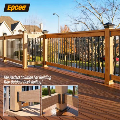 8pcs ADC-12 Aluminum Deck Railing Bracket, Deck Railing Connectors for 2"x4" (Actually 1.5"x3.5") Wooden Deck Railing Post to Handrail Connection (Black)