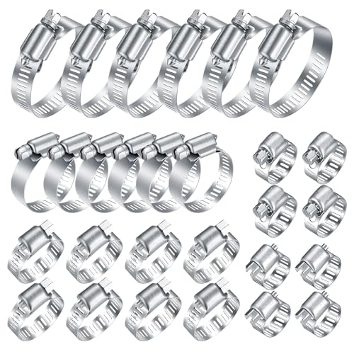 40 Pcs Hose Clamps Stainless Steel, 6-51mm Adjustable Worm Gear Pipe Clamps - size: 40 pcs (1/4'' - 2'')