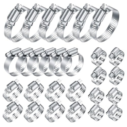 40 Pcs Hose Clamps Stainless Steel, 6-51mm Adjustable Worm Gear Pipe Clamps - size: 40 pcs (1/4'' - 2'')