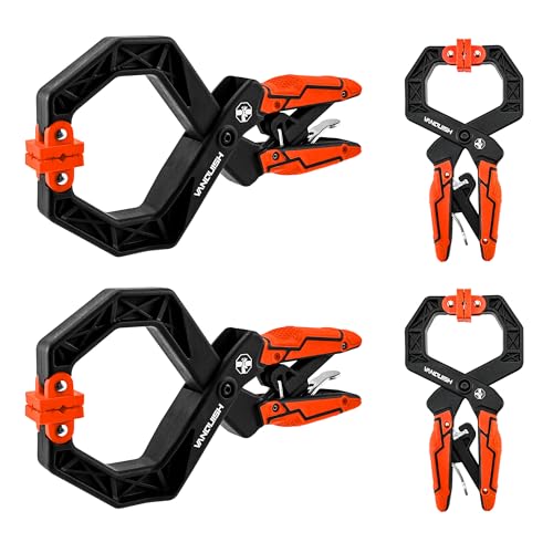 VANQUISH 4-Pack Quick-Release Ratcheting Wood Clamps for Woodworking, Professional Hand Clamps, Ergonomic Handles, 55 LBS Clamping Force, 2-Pack 4 Inch and 2-Pack 2 Inch - size: 4 Pack Mixed