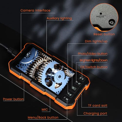 Triple Lens Borescope for Mechanic Automotive HVAC Wall Inspections - size: 5" Triple Lens-16.5FT