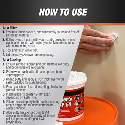 DAP Painter's Putty '53', White, 32 oz (7079812244) - size: 32 oz