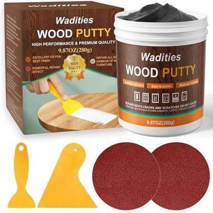 Wadities Black Wood Filler, Black Wood Putty, Paintable Stainable Wood Repair Putty, 9.87 Ounce Wood Furniture Repair kit, Quickly Repair Wood Cracks and Holes on Wooden Floor Furniture (Black) - color: Black