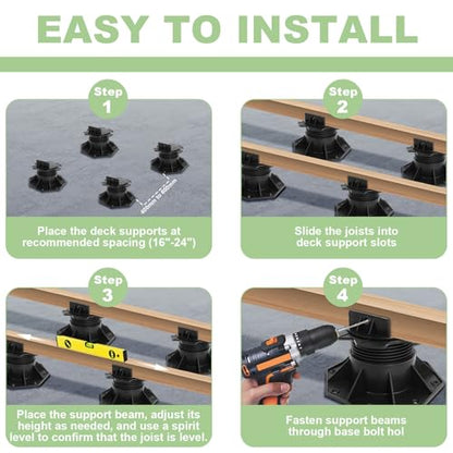 24Pack Adjustable Deck Support Pedestal, 2-3/8" to 5-1/2" Height - size: 2-3/8" to 5-1/2"