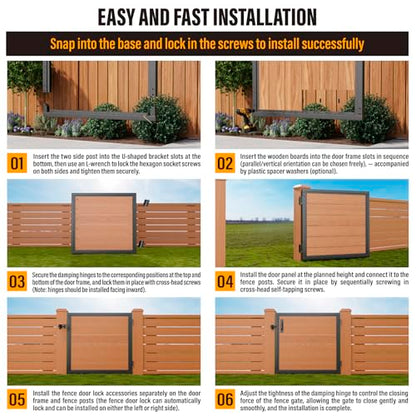 3x3FT Fence Gate Frame Kit 201 Stainless Steel Heavy Duty Garden Gates Anti-Sag Backyard Front Gate Reinforcement Hardware, Left/Right Mount (No Wood Planks Included) - color: W3xH3ft