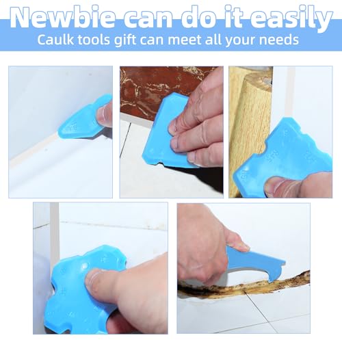 Electric Caulk Gun with LED Light, 6 Speed Adjustment for Kitchen Bathroom Filling, Sealing,Cordless Caulking Gun with 2x 2000mAh Batteries,Charger, Caulk Finish Tools,Nozzle and Knife