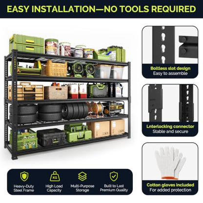 60" W Adjustable Storage Shelving, 3300lbs Heavy Duty Garage Rack - size: 60"W x 24''Dx 78"H