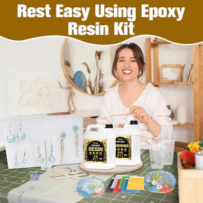 Teexpert Epoxy Resin Kit: 76OZ Casting Resin Crystal Clear Yellow Resistant Self Leveling for Art Craft DIY Jewelry Making with Pigment and Tools for Beginner Starter - size: 76 oz