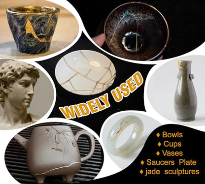Kintsugi Repair Kit 50ml Gold Silver Ceramic Glue Japanese Kintsugi Process