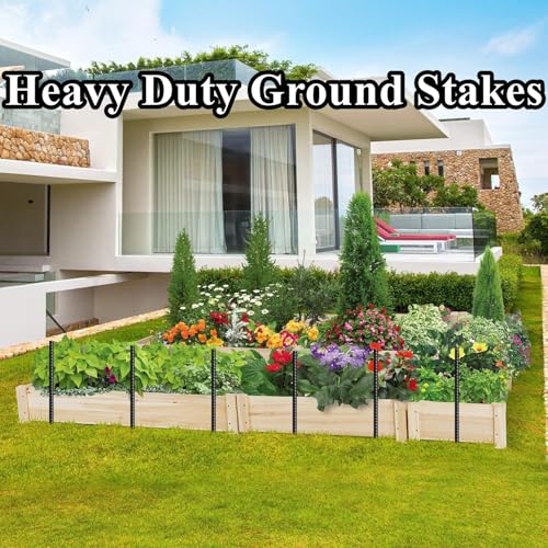 16 Inch Rebar Stakes 30 Pack Heavy Duty Ground Anchors with Chisel Point End Long Straight Steel Tent Stakes 3/8" Thickness Metal Spikes Black Coated for Concrete Timber Camping Garden Plant - size: I-16"x3/8"-30pcs