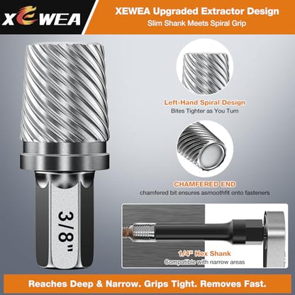 XEWEA 15PCS Bolt Screw Extractor Set, Long Slim CR-MO Multi Spline Easy Out - color: 15piece