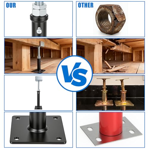 U-Shaped Floor Jack for 4x2, 4x4, 4x6 Joists - Adjustable Steel Telepost Mini Screw Jack U-Head, 11" - 14.5" Adjustment Range, 2 Pack - size: 11" - 14.5"