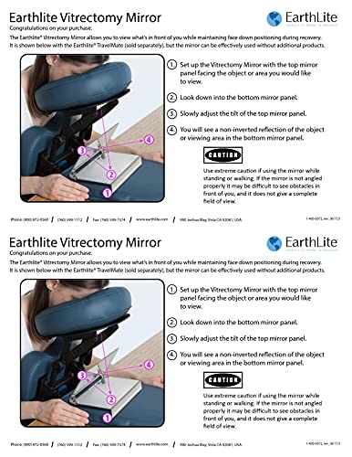 EARTHLITE Adjustable Face Down Mirror - Supports Vitrectomy, Retinal Detachment & Macular Hole Recovery, Silver, Standard,4"L x 8"W