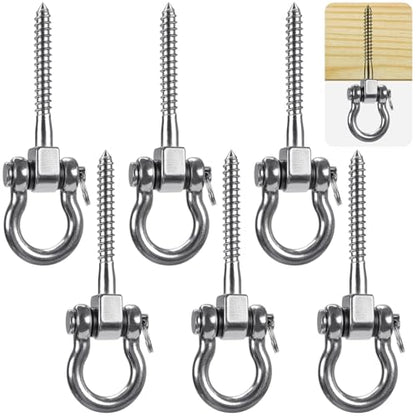 SELEWARE Heavy Duty Swing Hanger, 6 Pack Porch Swing Hardware - color: U (5 Inch, 6 Pack)