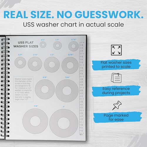 All-in-One DIY Project Notebook - Conversion Charts, Miter Angles, Bolt Sizes and Workshop Reference Guide - 120 Pages and 18 Laminated Reference Pages - Woodworking Planner
