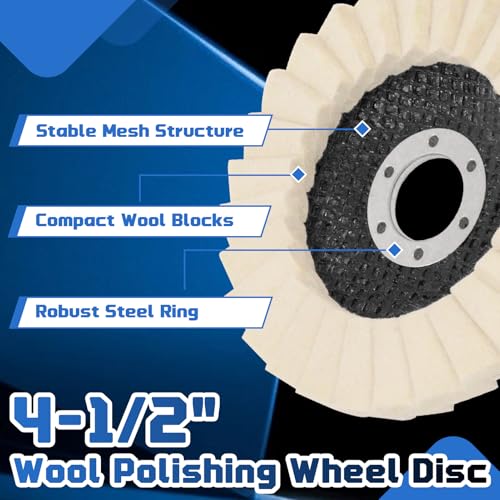 NOOTEASS 5 PCS Wool Felt Polishing Disc Buffing Wheel 4-1/2" x 7/8"