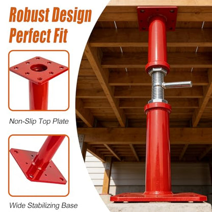 11"-22" Adjustable House Floor Jack, 11023 lbs Max Load Capacity Screw Jack - color: Red, size: 11-22 Inches(4 Pack)