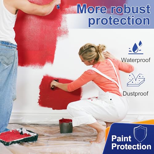 Plastic Drop Cloths, 1Mil Thick, 9x12 Ft, Thickened Painter's Sheeting - size: 1mil-1Pack