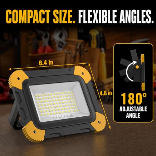 AUMIO 2-Pack Magnetic LED Work Lights, USB Rechargeable 40W with 5 Modes - color: Black + Yellow (2 Pack)