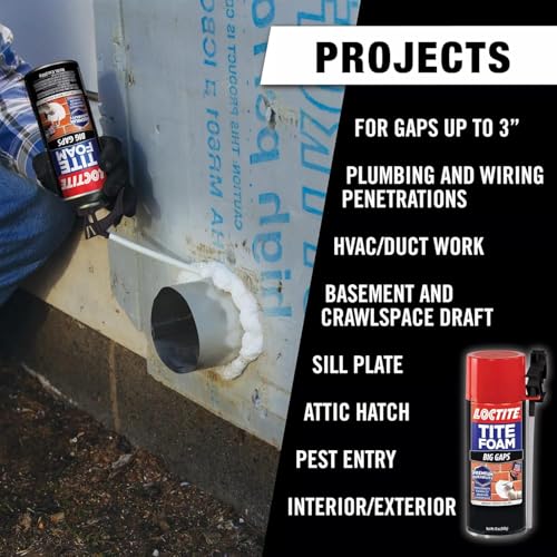 Bundle of Loctite Tite Foam Gaps & Cracks White Insulating Foam Sealant 12 fl oz, 1 Can + Loctite 2378565 Tite Foam Big Gaps Insulating Foam Sealant, 12 oz, White - size: Gaps & Cracks (1 Pack) + Big Gaps (1 Pack)
