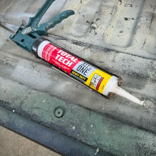Total Tech, White, 9.8oz Cartridges, Heavy-Duty Construction Adhesive & Sealant Caulk, Flexible, All-Weather, Watertight, UV-Resistant, High Strength, Instant Grab, Ideal for Pools, Bathtubs - color: White