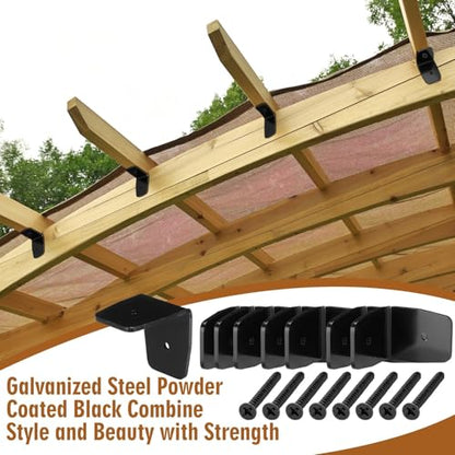 MorningRo 2 Pcs Black Pergola Hardware Rafter Clips Galvanized Steel Rafter Brackets Hurricane Clips Brackets Ties with Screws for Lumber Pergola, Timber Beam, Ceiling Joist (2 Inch)