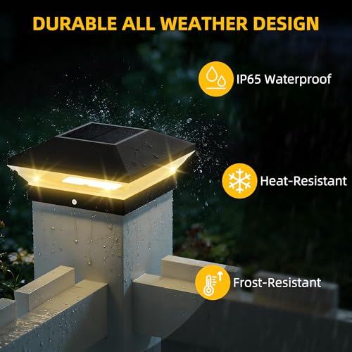 T-SUN Solar Post Cap Lights 6 Pack, 2 Modes Fence Post Solar Lights Black - color: Black-Warm & Cool White, size: 6 Pack