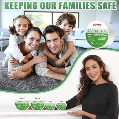 YYXLIFE Double Sided Carpet Tape for Area Rugs & Hardwood Floors, 2" x12YD - size: 2Inch x 12 Yards