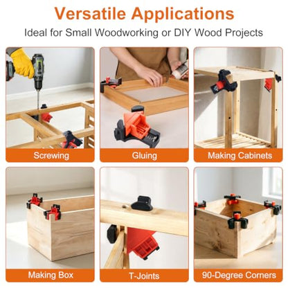 4 Pack Corner Clamps for Woodworking, 90 Degree Right Angle Clamps