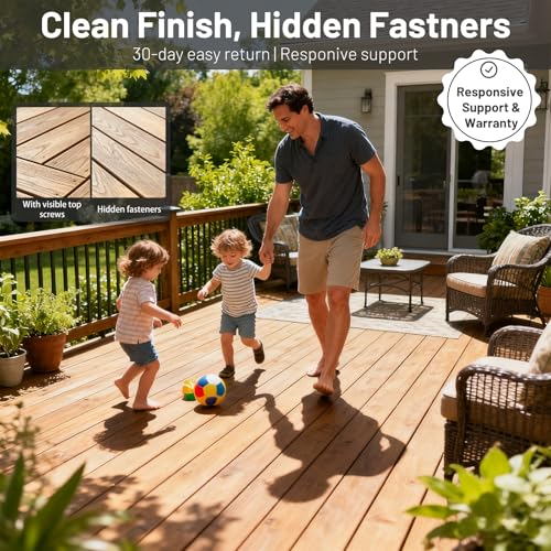 ZONEGRACE 1000 PCS Hidden Deck Fasteners for Composite Decking Board,Composite Deck Clips & Plastic Hidden Fastners with Stainless Steel Screws & Installation Tools,Universal Nylon Clips for Decking