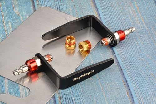 RayMagic Steel Pneumatic Tool Rafter Hook Hanger, Lightweight, Durable,Reusable Metal Organaizer Adjustable Easy Install Hooks with 1/4" Air Tool Swivel Fitting, for Air Nailer, 1-Piece Brass Fitting - style: 1-Piece