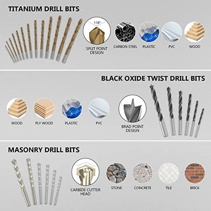 ENERTWIST 109Pcs Drill Bit Set with Ratchet Screwdriver Portable Case - style: 109PCS