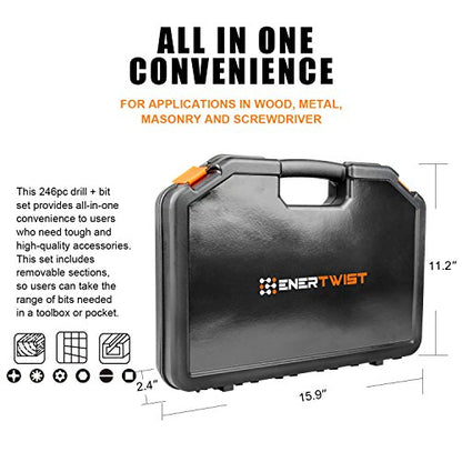 ENERTWIST Drill Bit Set, 246PCS Drill Bits, Driver Set with Portable Case - style: 246PCS