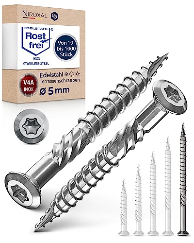 #10-3-1/8" | Deck Screws 5x80 Stainless Steel A4 Exterior Rust Resistant Screw 5mm Strong 25 Piece Wood Screws Torx 80mm Long Wood Srew - size: 80 mm ≈ 3.15 in