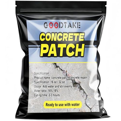 GOODTAKE Concrete Repair, Concrete Patch for Repairing Spalls and Cracks in Concrete's and Masonry, Cement Crack Filler & Floor Repair Cement - Interior/Exterior (Grey, 32 Ounce) - size: 32 Ounce