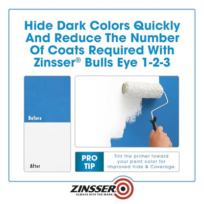 Zinsser Bulls Eye 1-2-3 Water-Base Primer & Sealer, White, Quart - color: White, size: 1 Quart