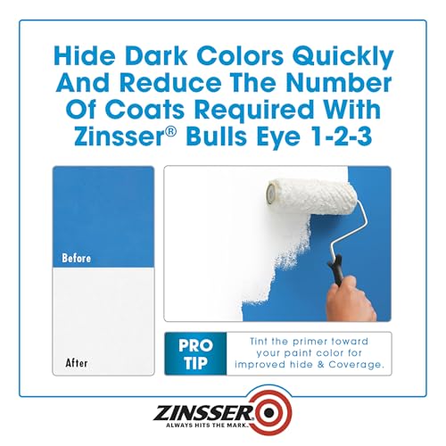 Zinsser Bulls Eye 1-2-3 Water-Base Primer & Sealer, White, 5 Gallon - color: White, size: 5 Gallon (Pack of 1)