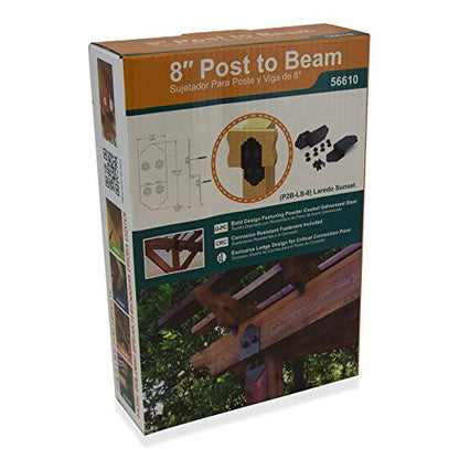 OZCO 2 Pcs Laredo Sunset Post to Beam Connector 8" | Decorative Post to Beam Bracket for Pergola, Pavilion, Deck and Outdoor Wood Structures | Powder-Coated Galvanized Steel Hardware