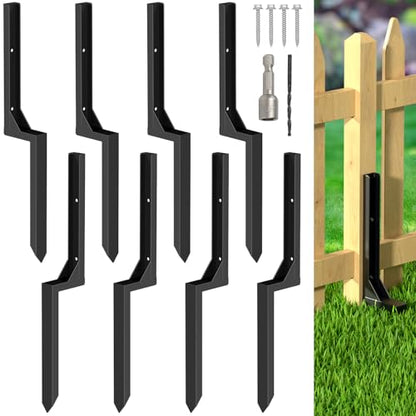Fence Post Repair Kit, Heavy Duty Steel Ground Anchor Spike, 8-Pack
