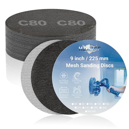 9 Inch Mesh Sanding Discs, 80 Grit Sandpaper for Drywall Sander - style: 80 Grit