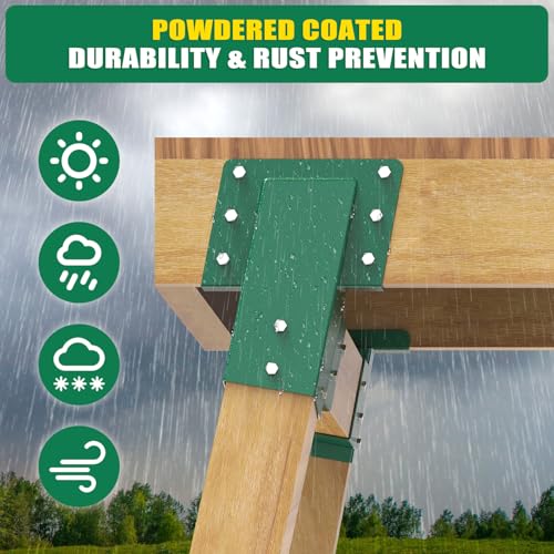 Dolibest Heavy Duty Deer Stand Brackets, 4x4 Compound Angle Bracket, Powder Coated Elevated Bracket for Outdoor Platforms, Deer Hunting, Shooting Shack, Observation Decks& Tree Houses (4Pack) - color: C: Green-4Pcs