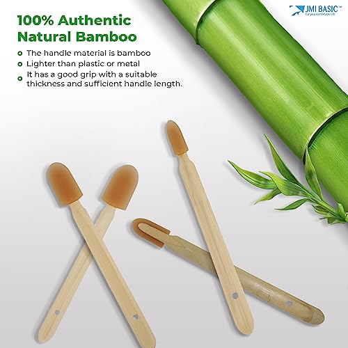 JMIBASIC Round Caulk Finishing Tool - 4 Size Sets - Radius Smooth Grout Silicone Applicator for Curved Edge - Urethane Rubber Sealant Caulking Spatula Spreader - Bamboo Handle Grip
