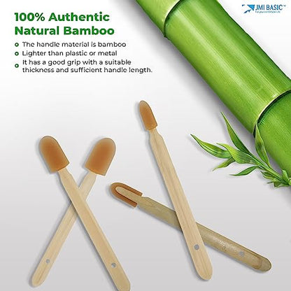 JMIBASIC Round Caulk Finishing Tool - 4 Size Sets - Radius Smooth Grout Silicone Applicator for Curved Edge - Urethane Rubber Sealant Caulking Spatula Spreader - Bamboo Handle Grip