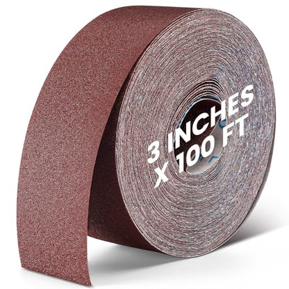 180 Grit Sandpaper Roll 3''x100 ft Long Continuous Emery Cloth Drum Sander Sand Paper Roll for Wood Furniture Finishing Metal Sanding Automotive Polishing, Wet and Dry Sanding, Aluminum Oxide - size: 180 Grit