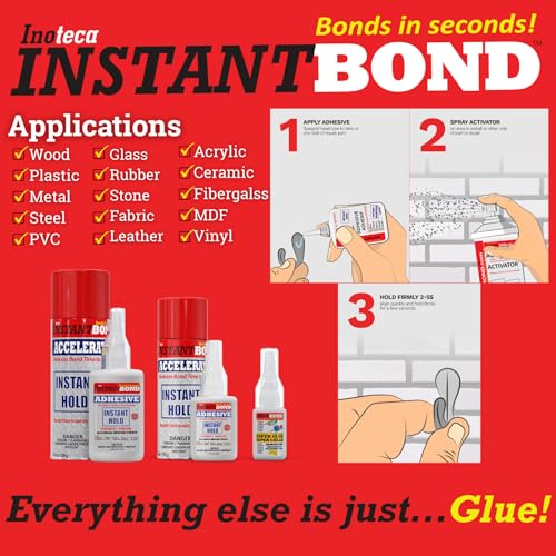 Instant Bond Super Fast Strongest Glue & Accelerator Small Kit 50ml/170g